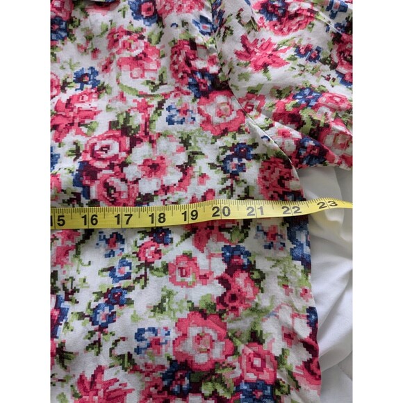 Classics Jantzen Top Womens L Vintage Floral Multi Short Sleeve Button Up Shirt - Picture 9 of 10